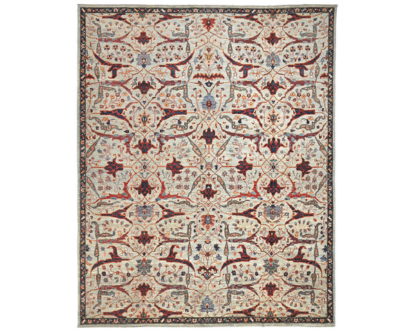 9x12 Gray Aryana Afghan Hand Knotted Veg Dye Wool Area Rug